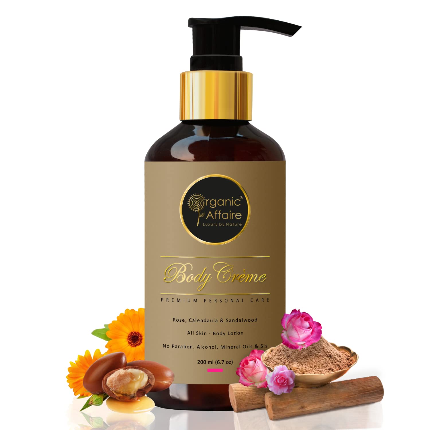 Organic Affaire All Natural Body Lotion (All Skin) Rose, Calendula, Sandalwood, Jojoba & Shea Butter | Free from Paraben, Mineral Oils, Alcohol & Sls 200ml (6.7oz)-image-12