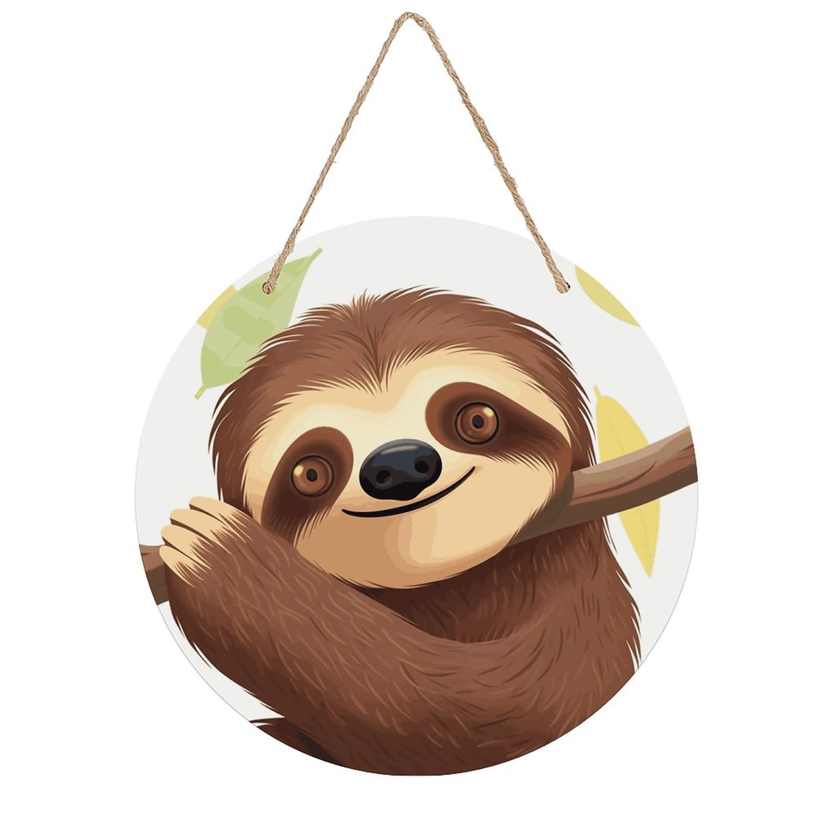 Adfgyerh Style Sloth Room Decor，Round Wooden Board Painting，Wall Art，Easy To Hang，Wall Decor ，Suitable For Homes, Offices, Holidays, Bars, Cafes, And Other Venues.