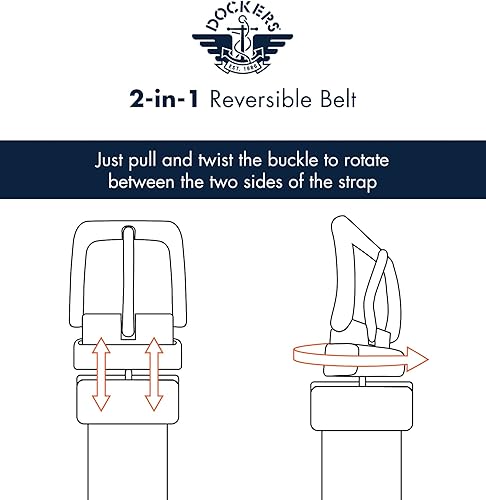 Miniatura 7 de Dockers Boys Big Reversible Two-In-One Dress and Casual Belts Pluma negra y marrón., Brown/Black Boys, Black/Brown Dress, café/Negro Dressy,