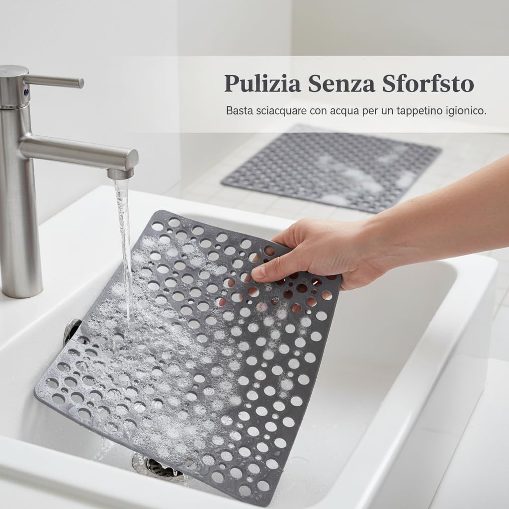 Tappeto Bagno Antiscivolo per Doccia, Grigio, 80x120cm | Superficie antiscivolo, Tappeto Bagno, Per l'igiene personale, Per cerca