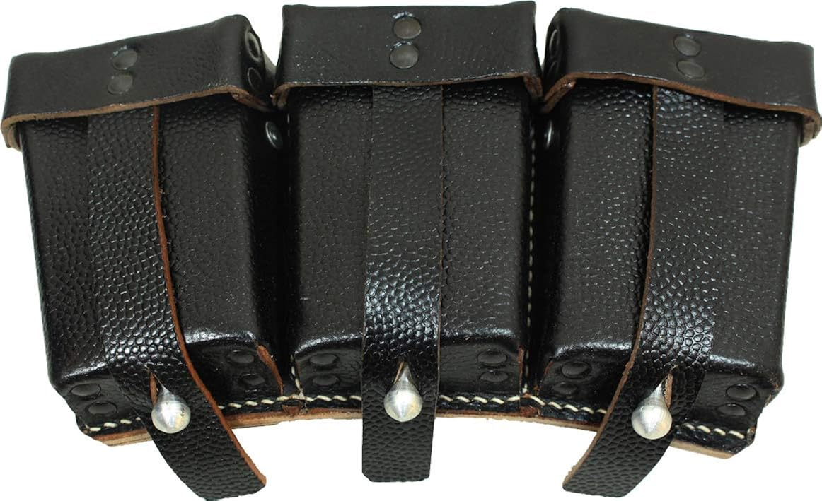 Epic Militaria Replica WW2 German K98 Triple Ammo Pouches Black Rivet