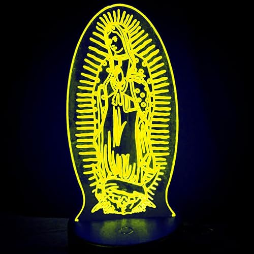 Miniatura 6 de Luz nocturna 3D Virgen María con interruptor táctil LED, lámpara de ilusión óptica, 7 luces que cambian de color, lámpara de mesa LED, Navidad,