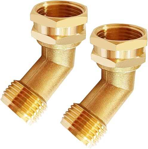 Uenede Latón 34 "GHT roscado 45 codo giratorio manguera de jardín conector macho a hembra adaptador de rosca 2PCS