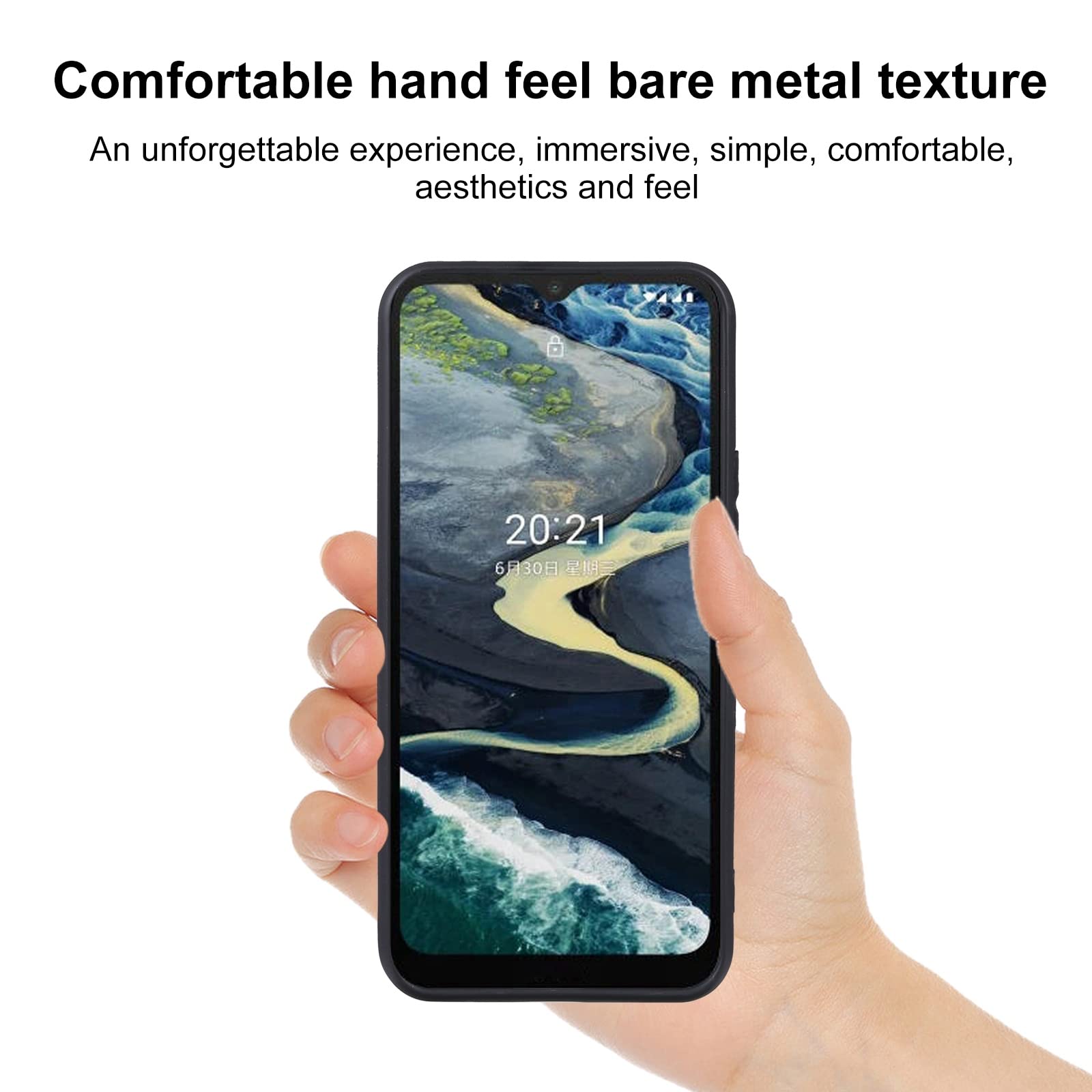 GYDQQKJ DQG Cover per Nokia C22 + Pellicola Protettiva in Vetro Temperato, Morbido Silicone Custodia Nero TPU Case - HD Schermo Protettore per Nokia C22 (6.50) - KE61