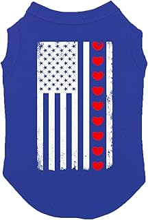 White American Flag with Hearts Stripe Dog Shirt (Royal Blue, 3X-Large)