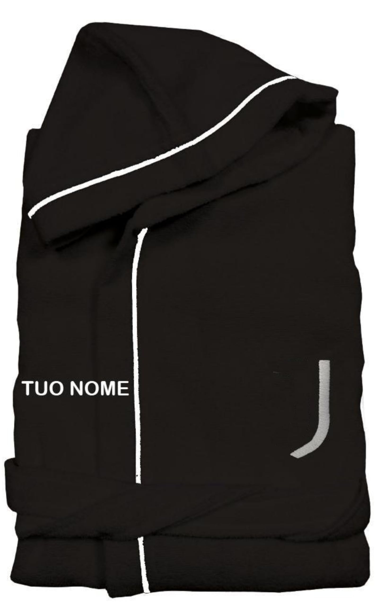 hermet Accappatoio Juve con Cappuccio | Accappatoi Calcio Juventus FC | Personalizzabile con Nome Ricamato PS 09653-B