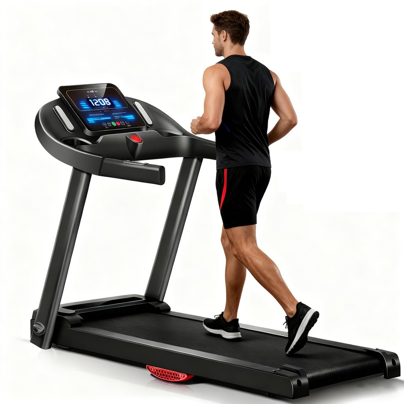 Cinta de Correr Plegable con Inclinación 15%, Motor 3.0HP Ultra Silencioso, Velocidad 14KM/H, 12 Programas de Entrenamiento, Sensor de Pulso, Capacidad 136KG, Caminadora para Casa