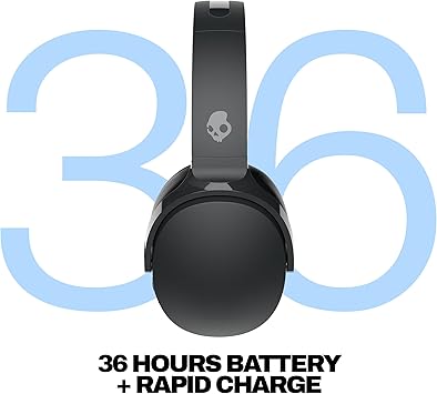 Skullcandy Hesh Evo Wireless Over-Ear Bluetooth Headphones, Noise Isolating, Up to 36 Hours Battery, Foldable Lightweight Design, Microphone for iPhone Android - True Black