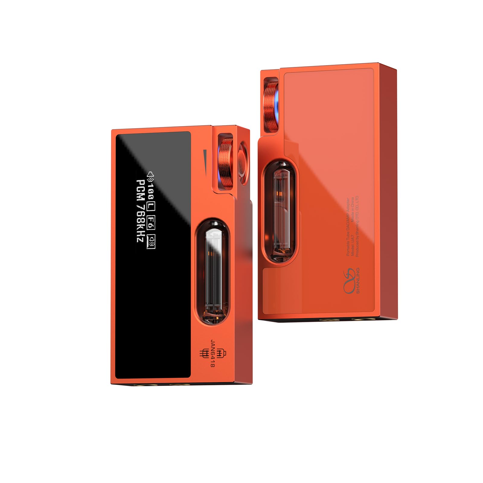 SHANLING UA7 Tragbarer Hi-Fi-DAC-Kopfhörerverstärker mit JAN6418 Vakuumröhren, Dual-Modi (Röhre/Solid-State), 4,4 mm symmetrischer und 3,5 mm einseitiger Ausgang, 577 mW hohe Leistung, Orange