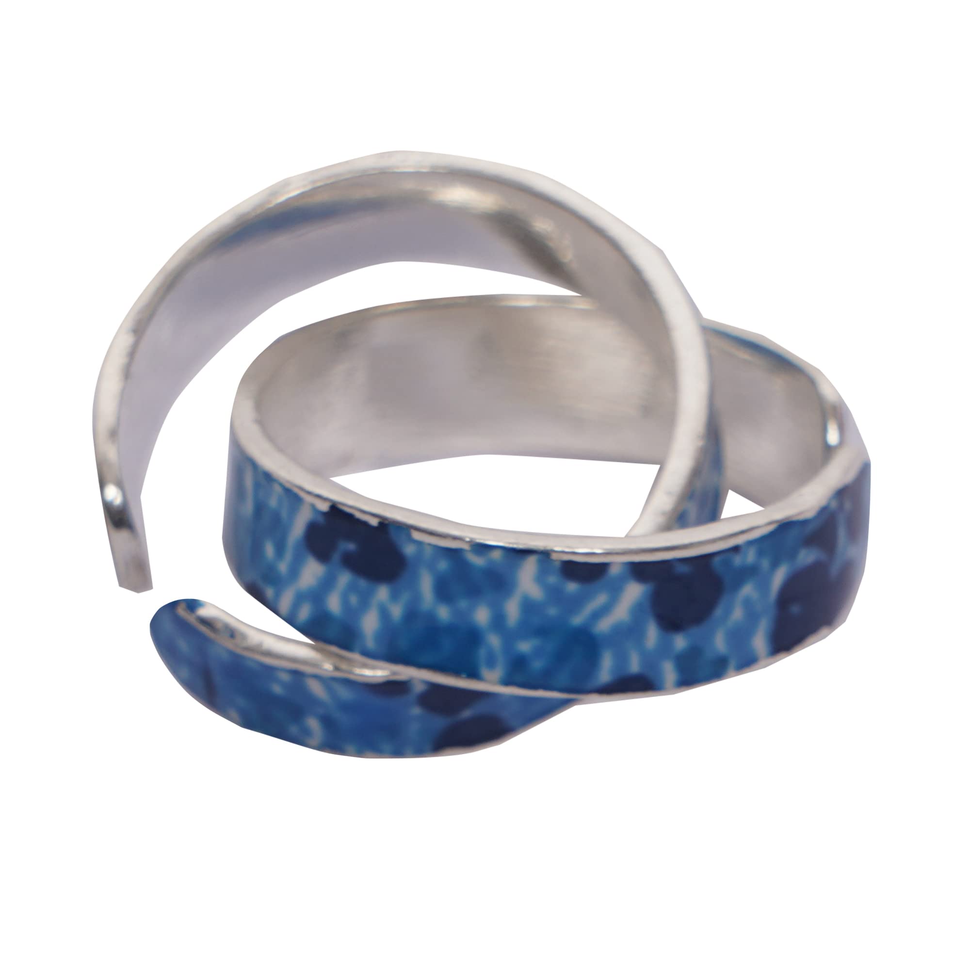 925 Pure Oxidized Silver BlueMeena/Enamel Tatoo Toe Ring/Bichhiya/Mid Finger Ring For Girls & Women-image-37
