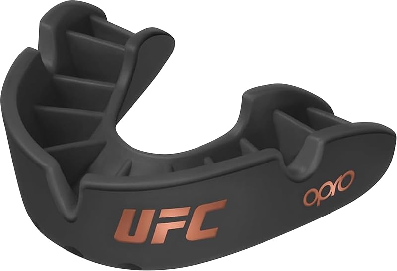 OPRO Bronze Level UFC Moldable Mouth Guard Essential Fit (Black) Adult & Kids Boxing Mouthguard for MMA & Impact Sports, Easy Self-Fit Mouth Guard for Sports, Football & Hockey - Includes Case