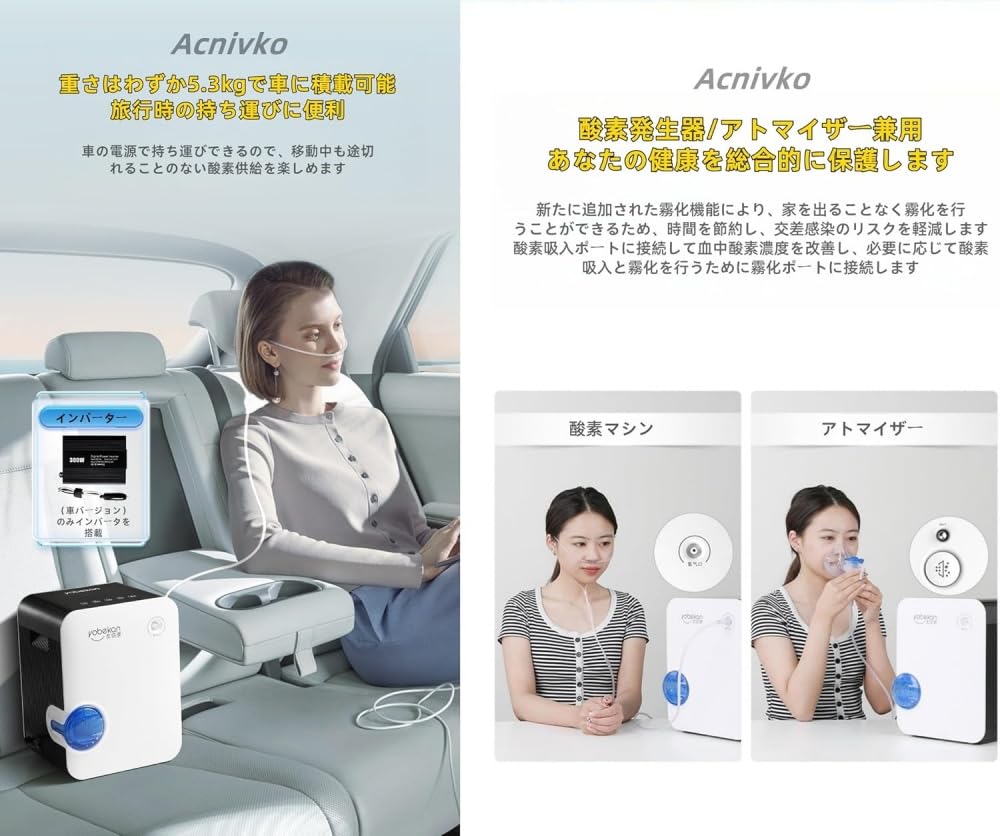 Amazon.co.jp: Acnivko酸素吸入器 酸素吸入器 酸素発生器 酸素