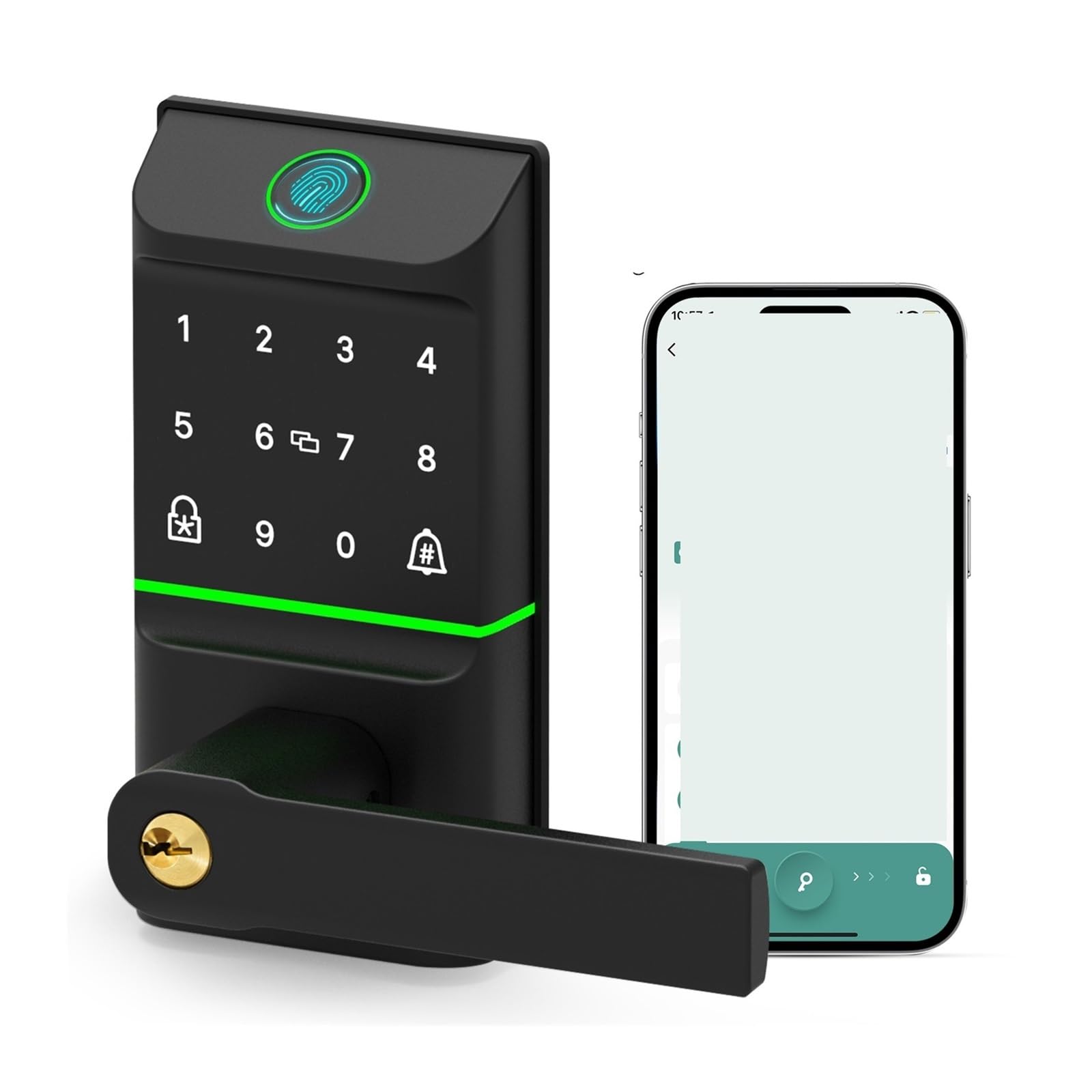 JVDDI Smart Door Handle, Smart Door Lock Fingerprint Keyless Entry with Digital Keypad IC Card Unlock Deadbolt for Home