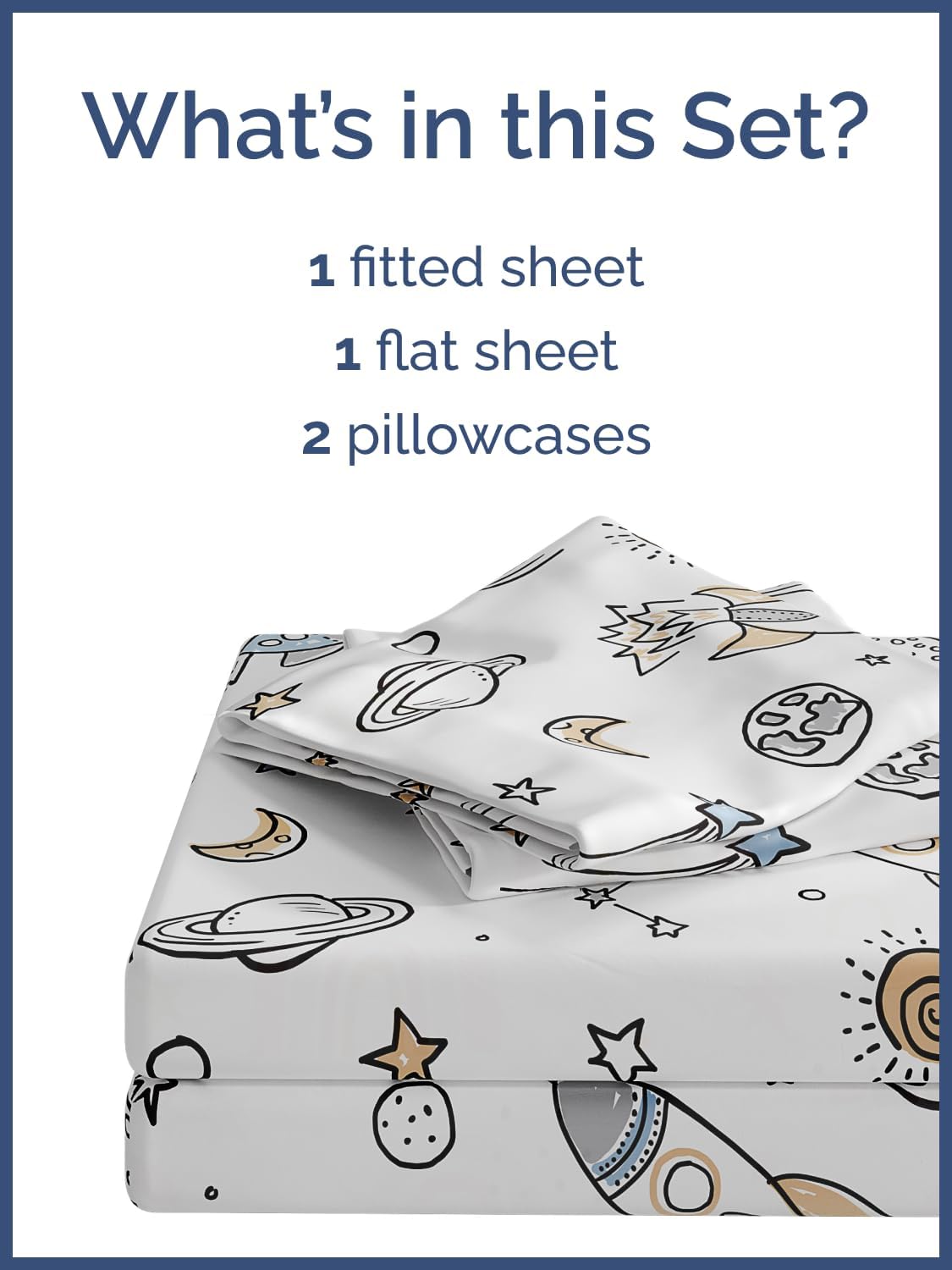 Kids Queen Size Outer Space Bed Sheets - 4 Piece Kids Outer Space Sheet Set image 2