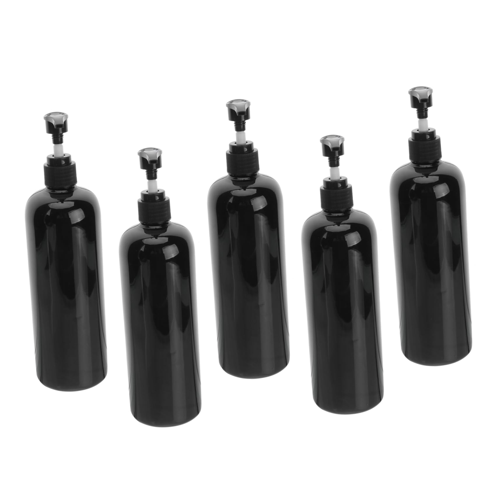 5 Stück-Pack Schwarze Kunststoff Pumpflaschen 500ml Druckspender Seifen Shampoobehälter Für Haushalt Outdoor