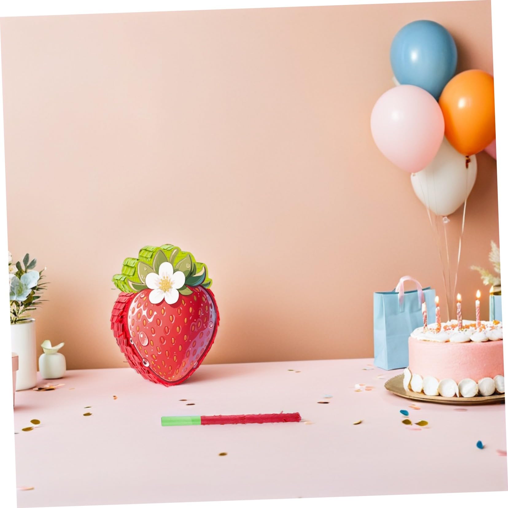 POPETPOP Pinata de para Cumpleaños con Diseño Resistente de Cartón y Papel Crepé Incluye Colgador y Abertura para Rellenar para Fiestas Infantiles y Temáticos de Verano
