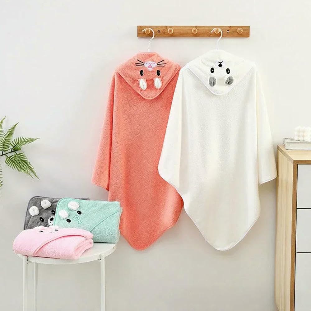 ZBDP Serviette de bain à capuche en velours corail pour bébé Motif éléphant Couverture super absorbante chaude peignoir de bain bébé