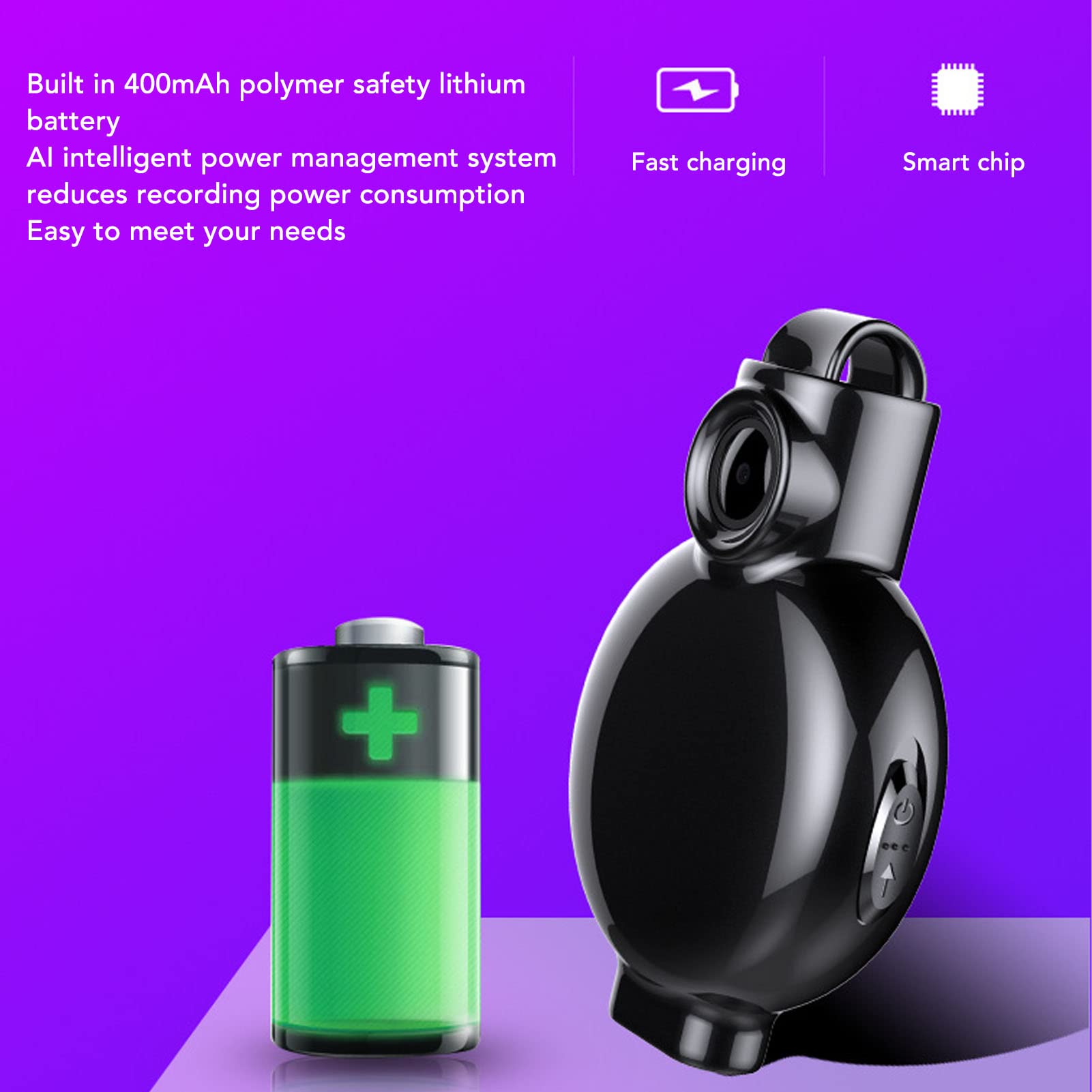 Septpenta Mini Telecamera 1080P, Telecamera Indossabile con Grande Obiettivo Grandangolare, Batteria al Litio 400 mAh, Telecamera Piccola per Tata, Telecamera Minuscola per Casa e Ufficio(16 GB)