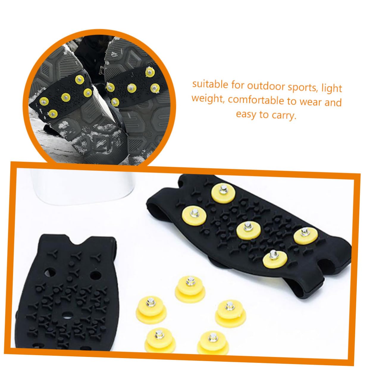 GALPADA 3 Pairs Snow Shoe Grips Ice Spikes for Shoes Non-Slip Crampons Traction
