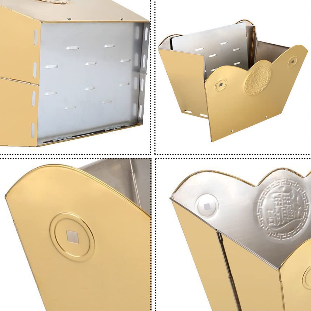 Incinerador de metal para reciclaje de jardín, incinerador plegable, portátil, de acero inoxidable, barril, quemar, hojas, papel, madera, basura, horno para patio, jardín (plateado)