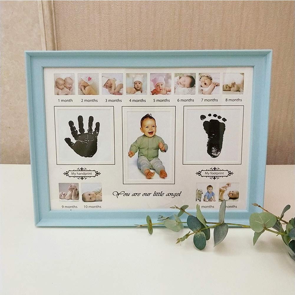 Cornice Per Impronte Bambino Nuptio – Kit Timbro Non Tossico – Doppia Cornice Bianca 10x15 E 13x18 – Regalo Di Nascita