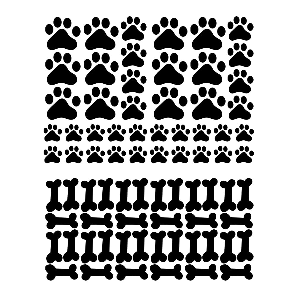 JIHUOO 76 Pcs Dog Paw Print Wall Stickers Decals Large Pawprint Stickers Floor Dog Paw Prints Animal Footprints Dog Bone Wall Decor Dog Room Decorations for Kids