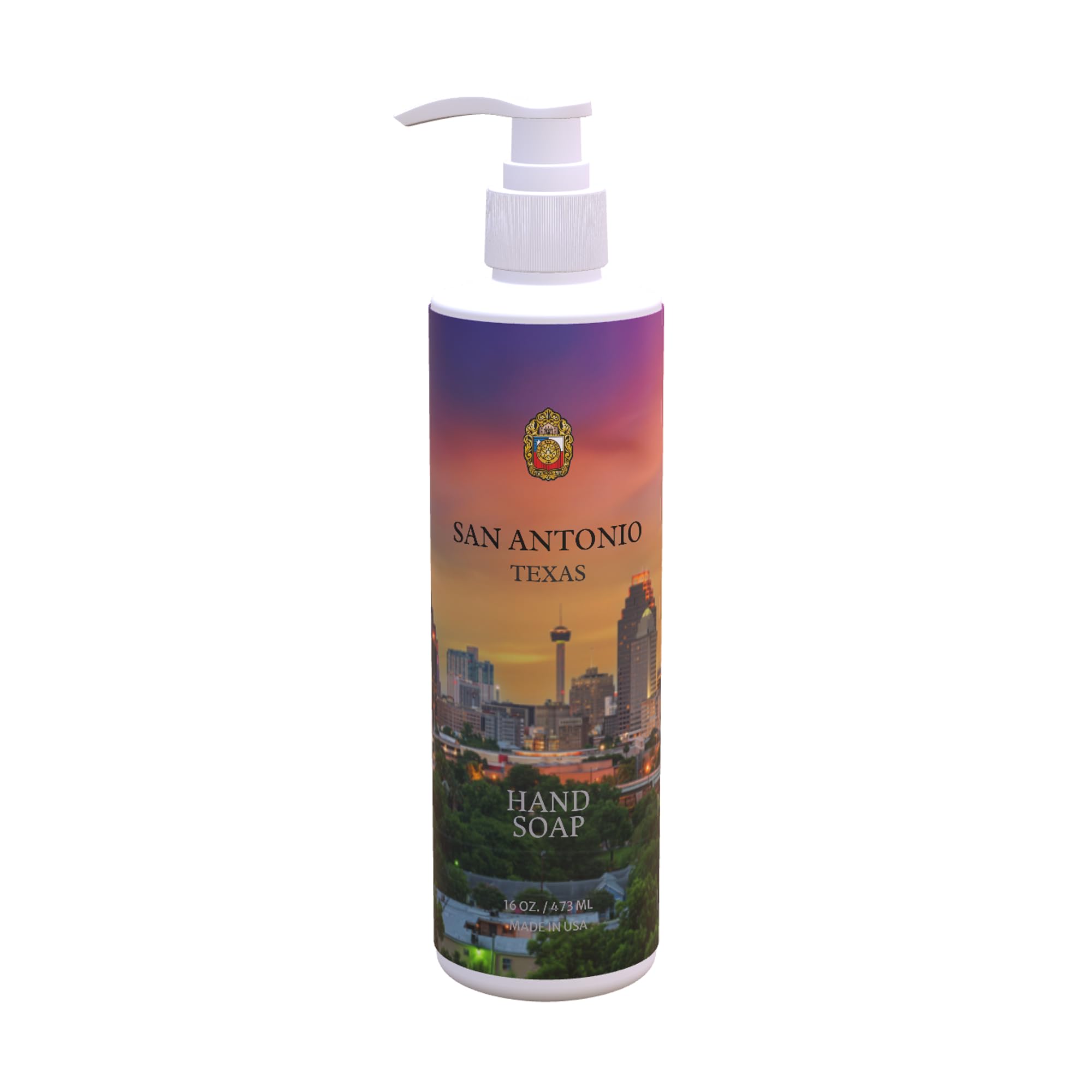 Hand Soap Set San Antonio City Map Design Fresh Green Tea Lemon Scent 12 Pack 16 oz Pump