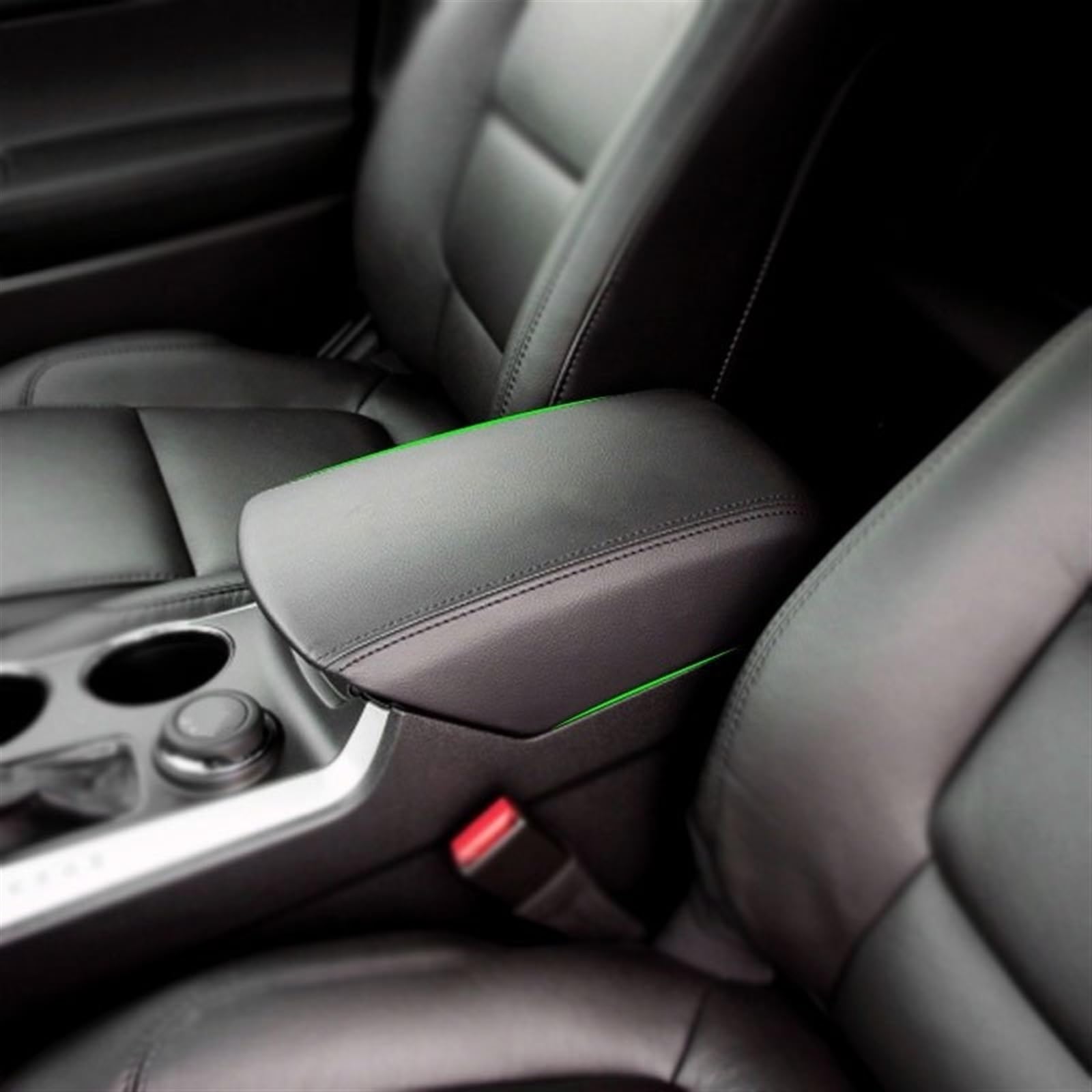 Auto-Armlehnen-Aufbewahrungsbox Auto Center Armlehne Konsole Box Abdeckung Mikrofaser Leder Aufkleber Trim für Ford Explorer 2011 2012 2013 2014 2015 2016 2017 2018(Black sticky type)
