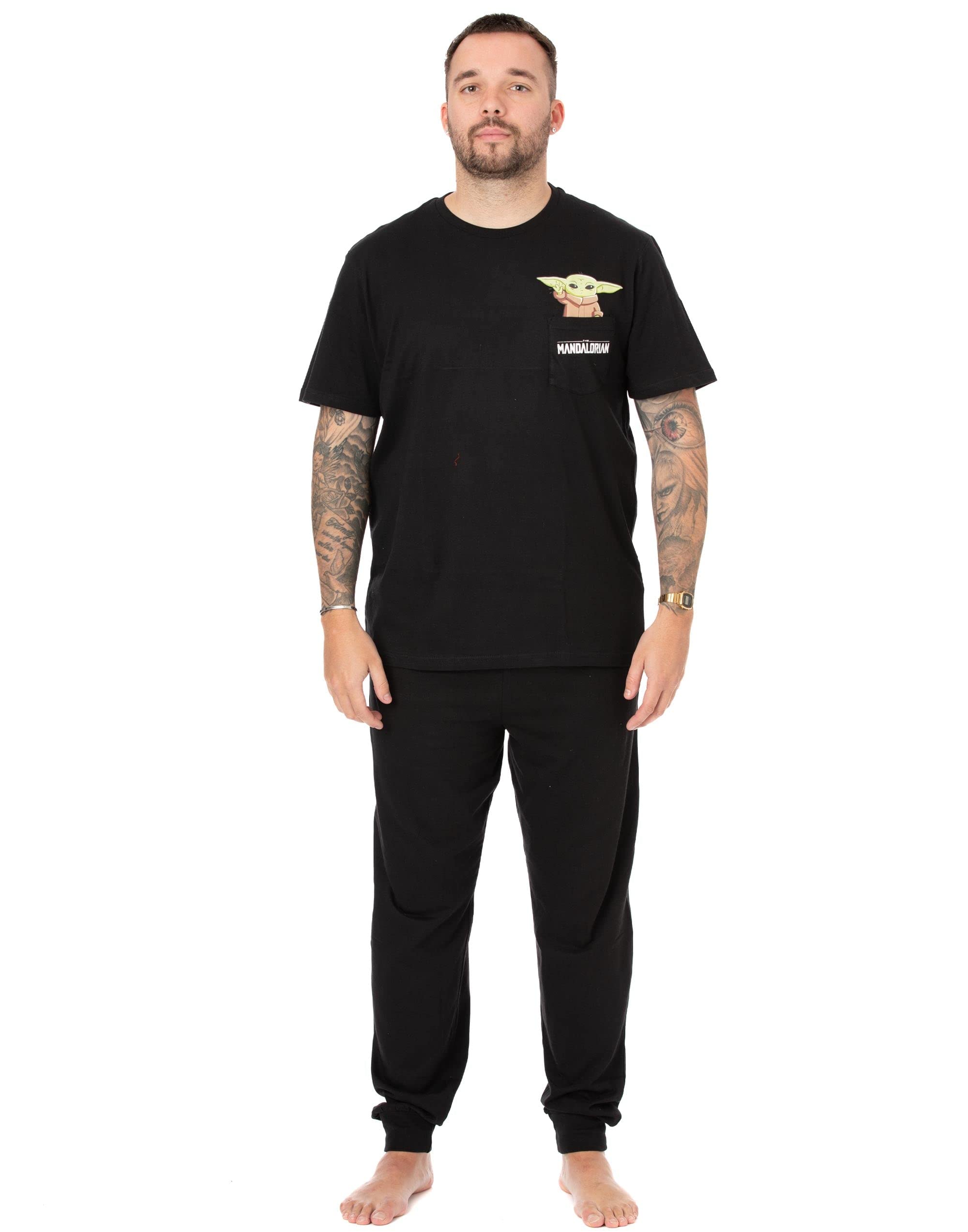 Star Wars The Mandalorian Short Sleeve Long Leg Pyjama Set (Mens Black)