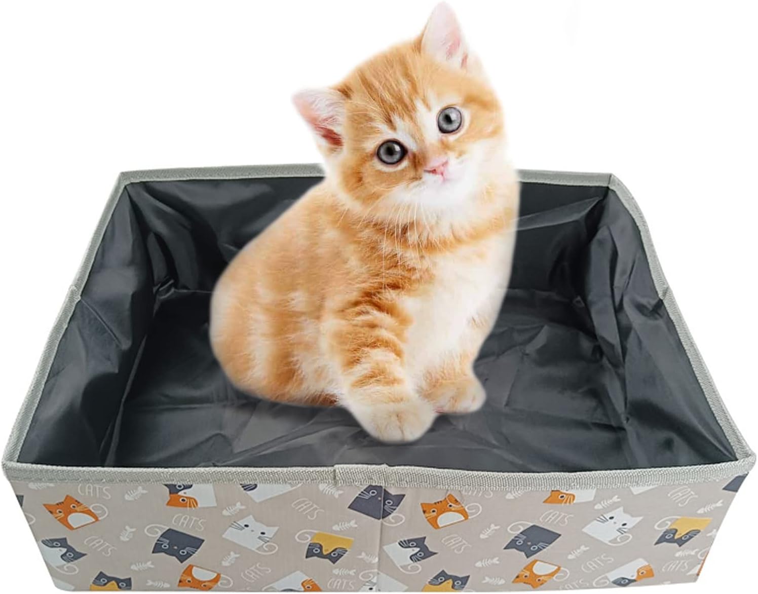 Litiere de Voyage pour Chat Pliable XL, Bac Litiere pour Chats Portable, Durable, Imperméable
