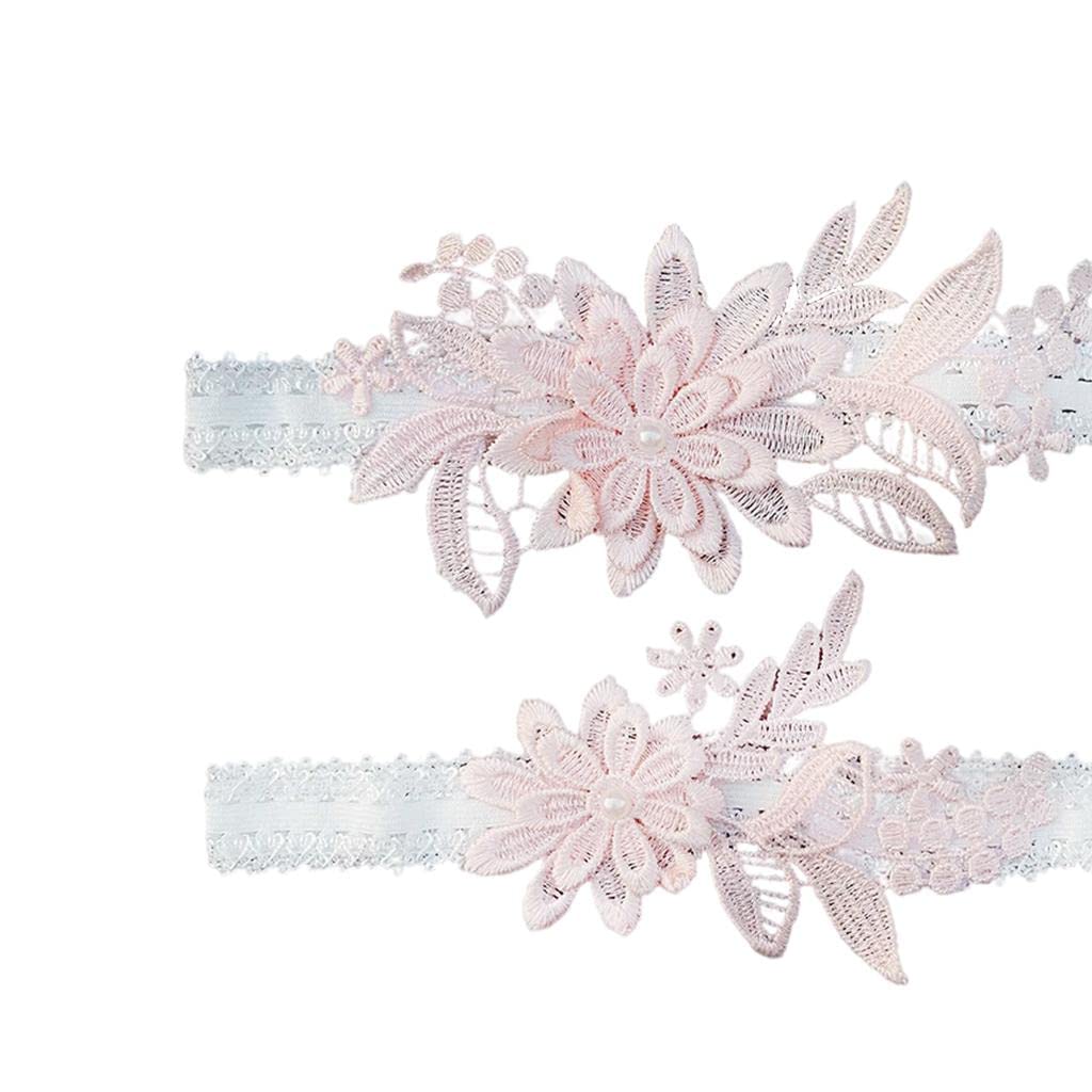 10 set 2 set di giarrettiere da sposa in pizzo giarrettiera per sposa danza set rosa, 40-60 cm