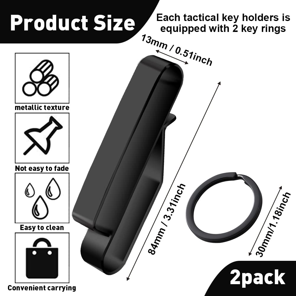 Abnaok 2Pack Tactical Stealth Key Ring Holder Special for Police and Fire Agencies Duty Belt, Quick Release Key Holder with Detachable Keyring (2.25-Inch Max)
