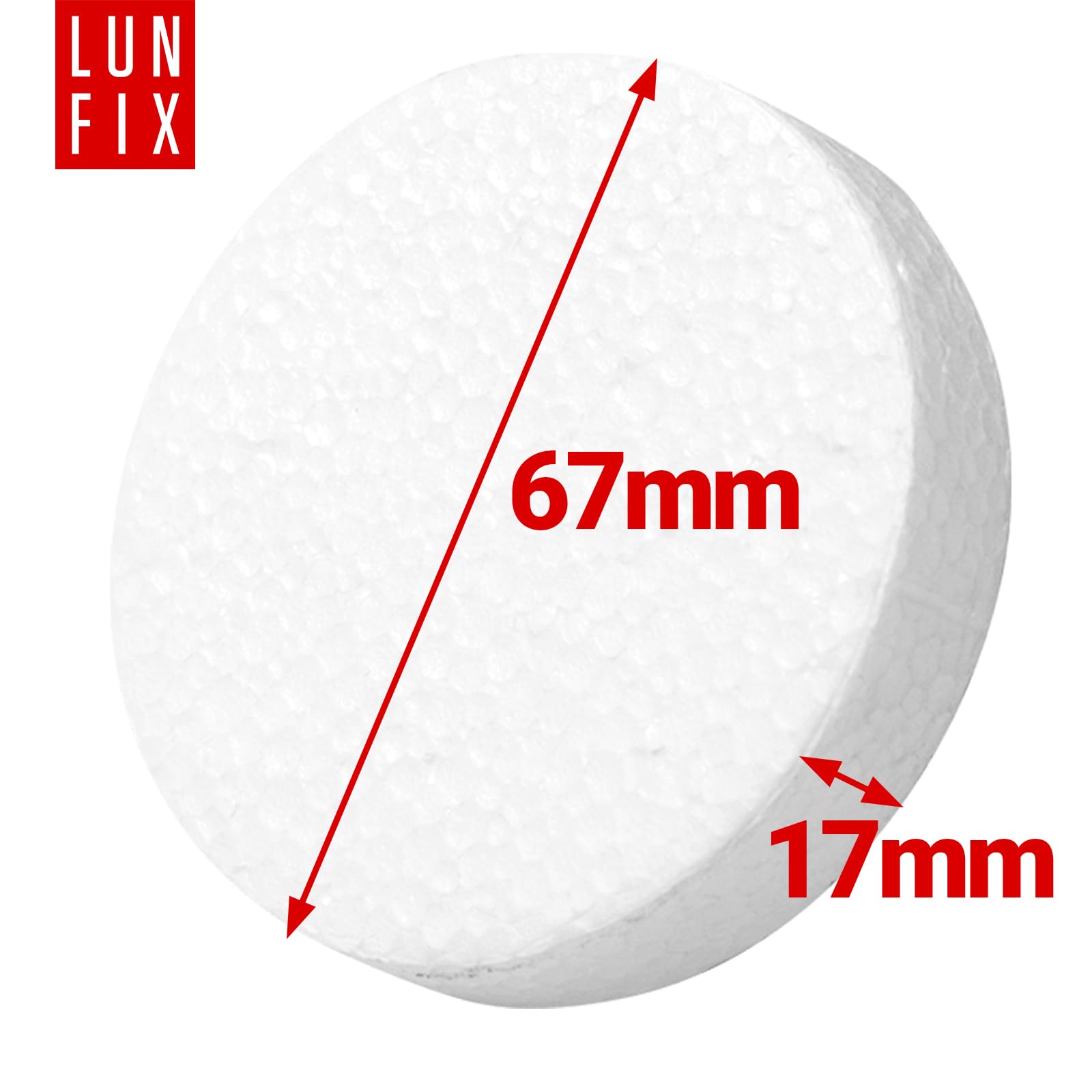 100 tapones de poliestireno expandido (EPS), diámetro de 67 x 17 mm, color blanco, para tacos aislantes, aislamiento en WDVS, apto para fresadoras, discos de poliestireno