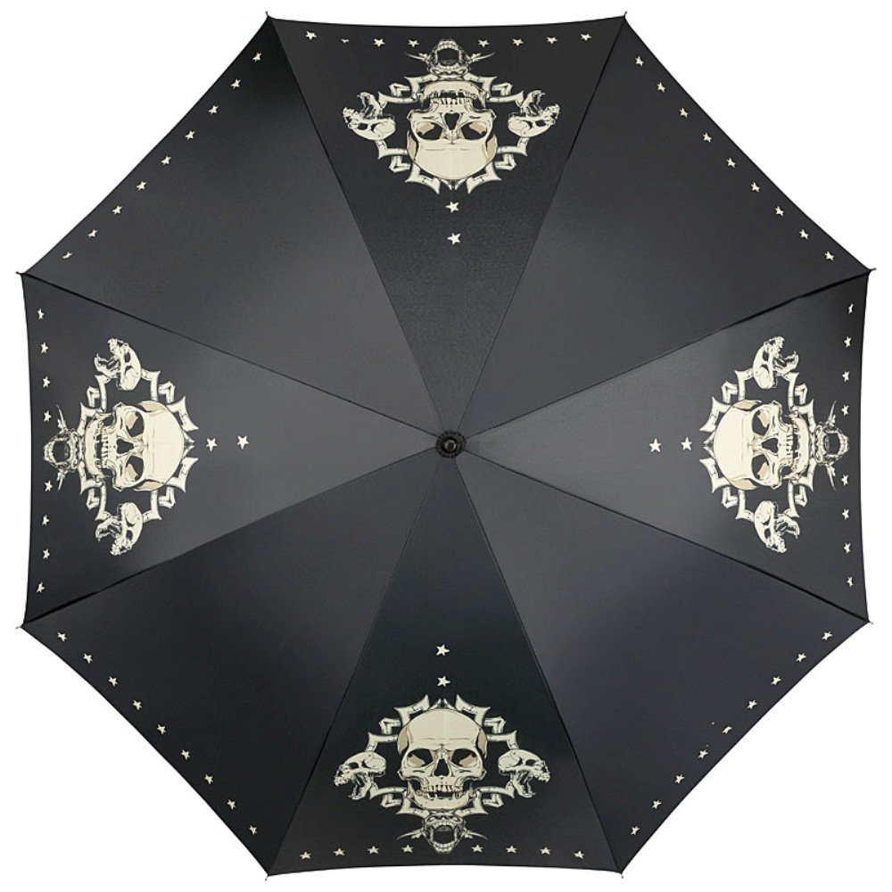 VON LILIENFELD® Parapluie Canne Grand Robuste Ouverture Automatique Art Skull Crâne
