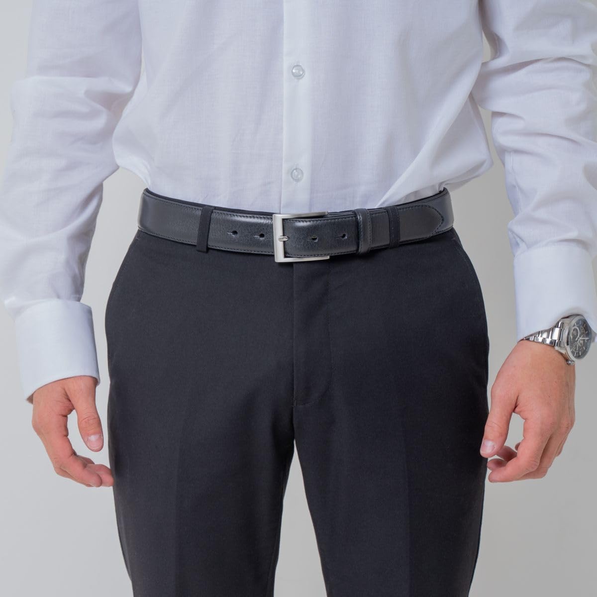 BELTINGER Hochwertiger Anzuggürtel aus Vollrindleder 3,5 cm | Bombierter Ledergürtel Herren 35mm | Business-Gürtel made in Italy