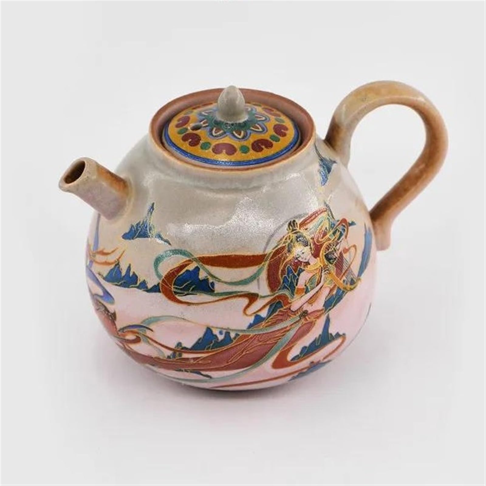 Service à thé de l'après-midi, Service à thé Kung Fu, Service à thé Chinois, Théière culturelle de Dunhuang, Théière Artistique de 280 ML avec Trou pour Le thé et infuseur à thé.
