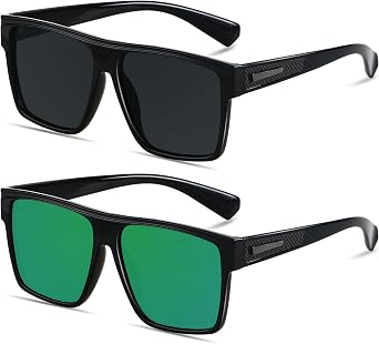 ANDWOOD Square Polarized Sunglasses For Men Women UV Protection Oversized Flat Top Big Shades Fashion Driving Sun glasses