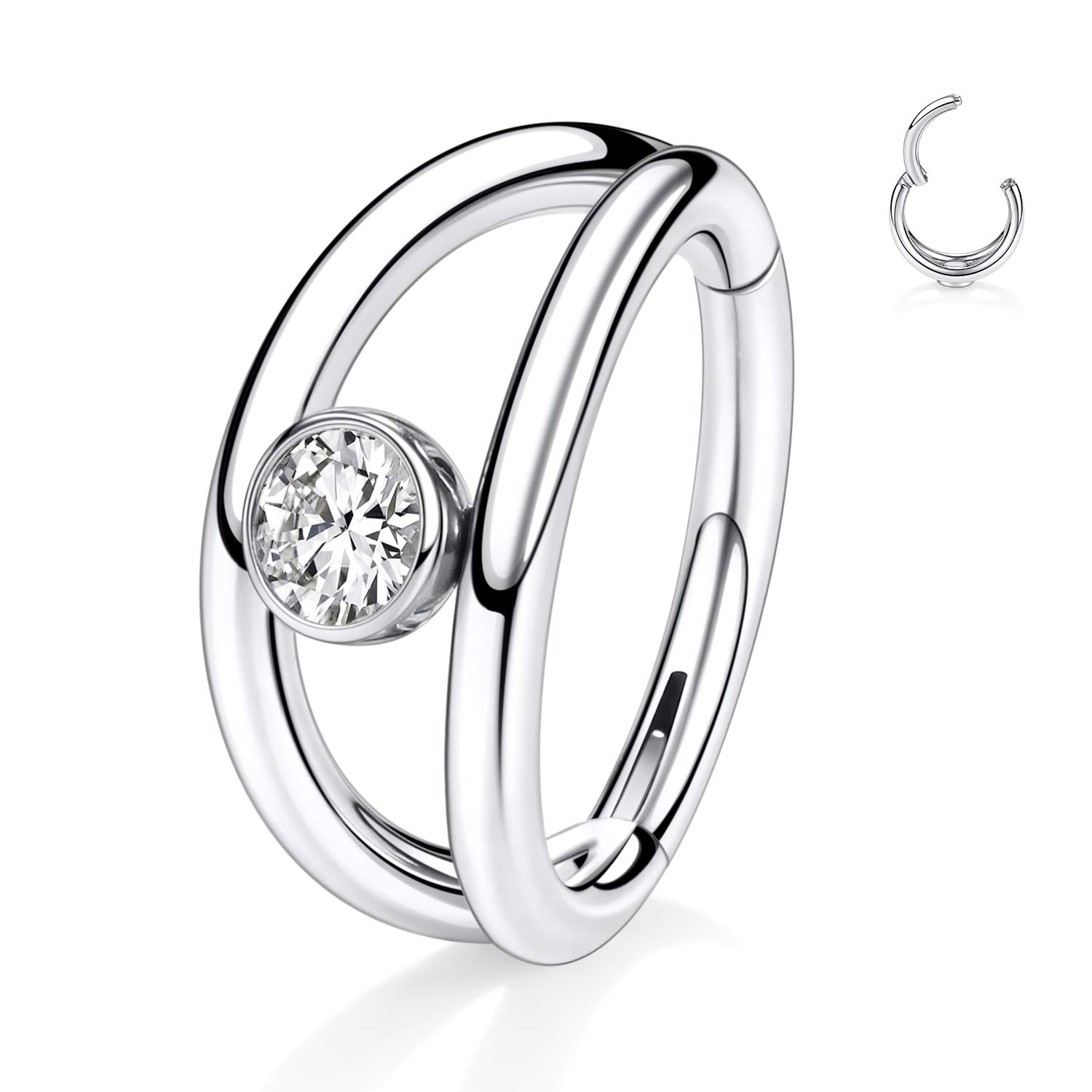 hengkaixuan Triple Double Nose Hoop Ring Sleeper Hoop Earring Helix Rook Conch Cartilage Daith Tragus Earrings Septum Ring Lobe Nose Piercing Jewellery for Women — view 34
