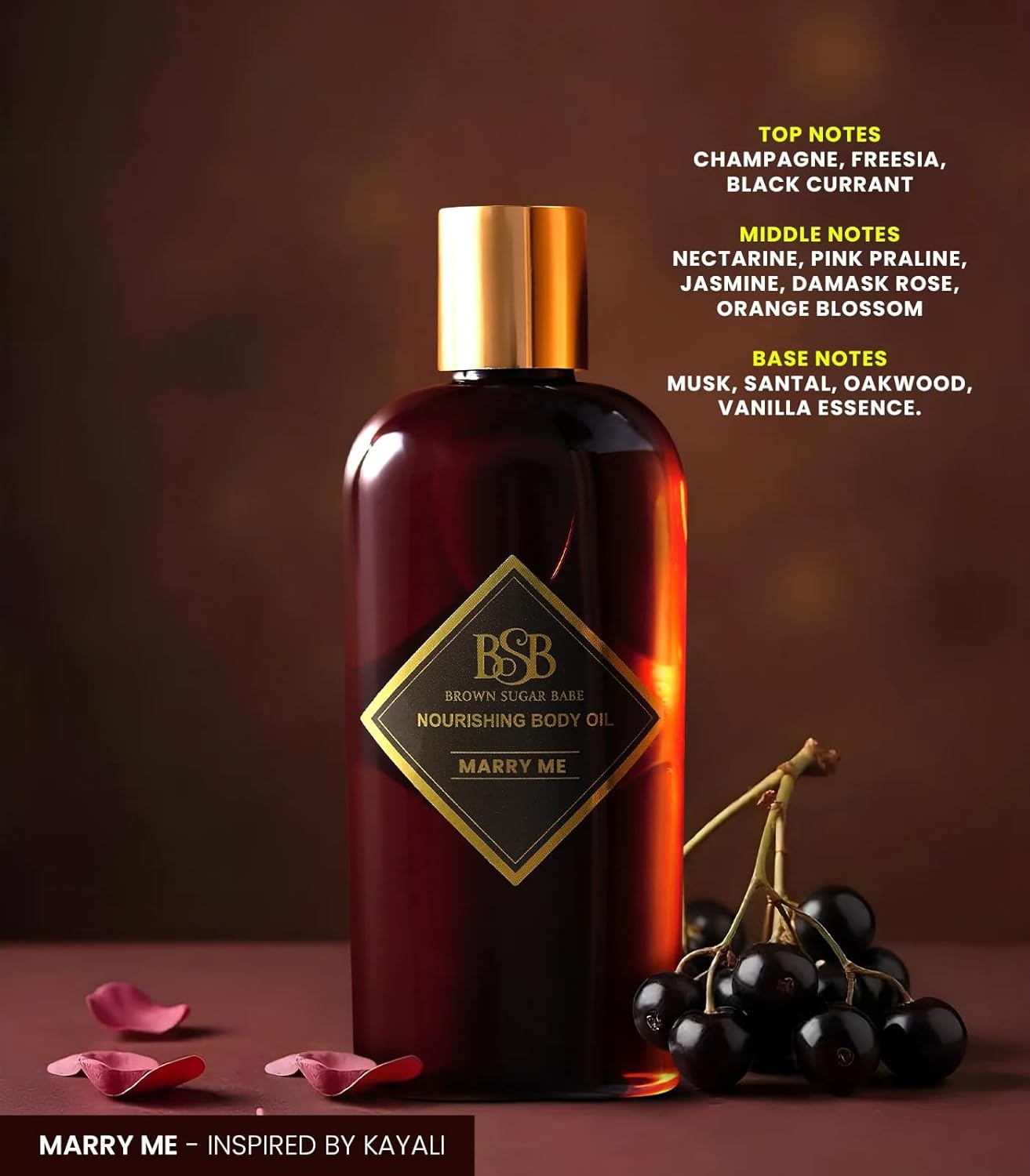 Brown Sugar Babe Marry Me Body Oil, Black Currant and Freesia Essential Oils, Nourishing Scented Oil for Women, Skin Care, Paraben Free, Body Oil Perfume, Made in USA - Image 4