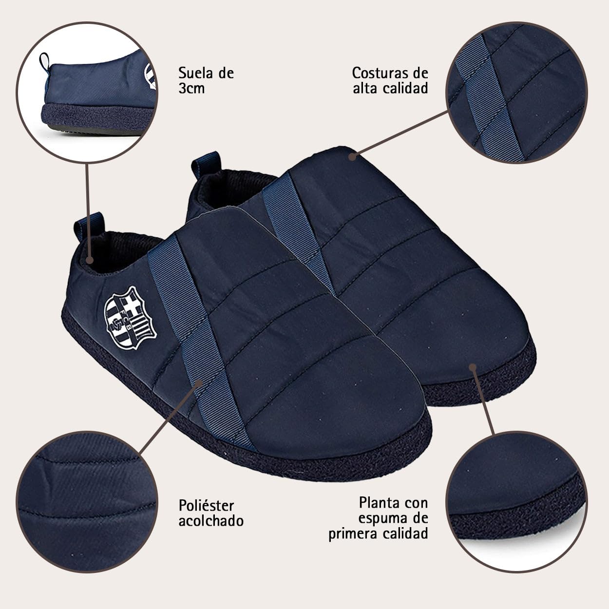 MARPEN SLIPPERS Zapatillas FC Barcelona Oficiales Licenciadas Acolchadas para Hombre o Mujer