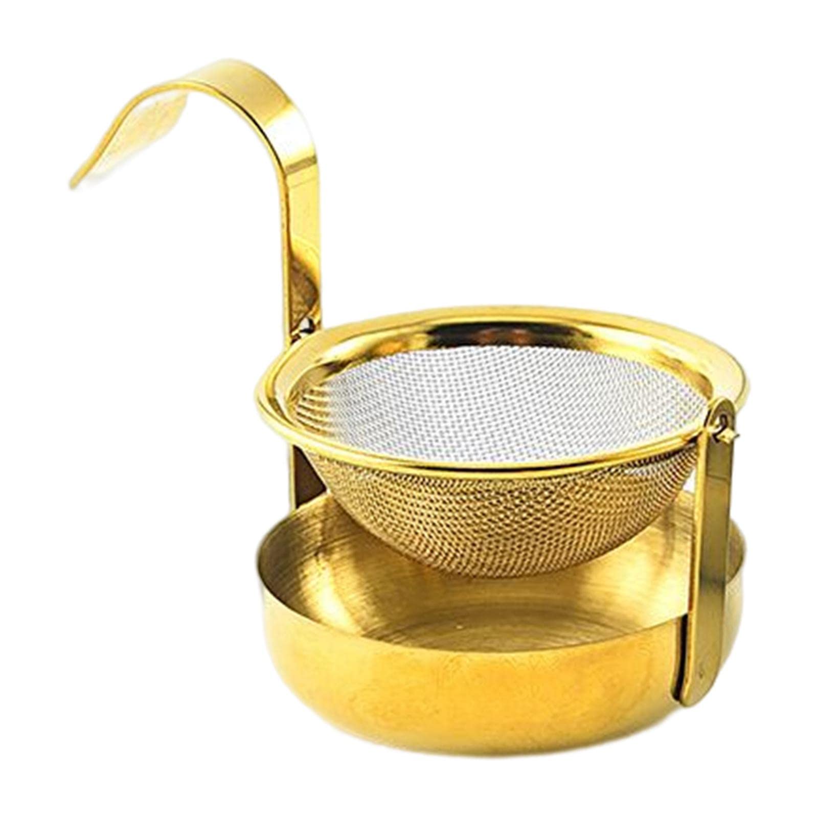 Lot de 10 passoires à thé rotatives en maille fine portable pour fête et cuisine Doré