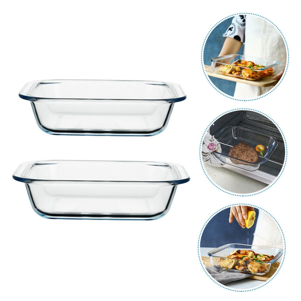 2 Stück Premium Glas Backblech Quadratisch Hitzebeständig Mikrowellengeeignet Vielseitig für Backen Pizza Aufläufe und Haushaltsgebrauch