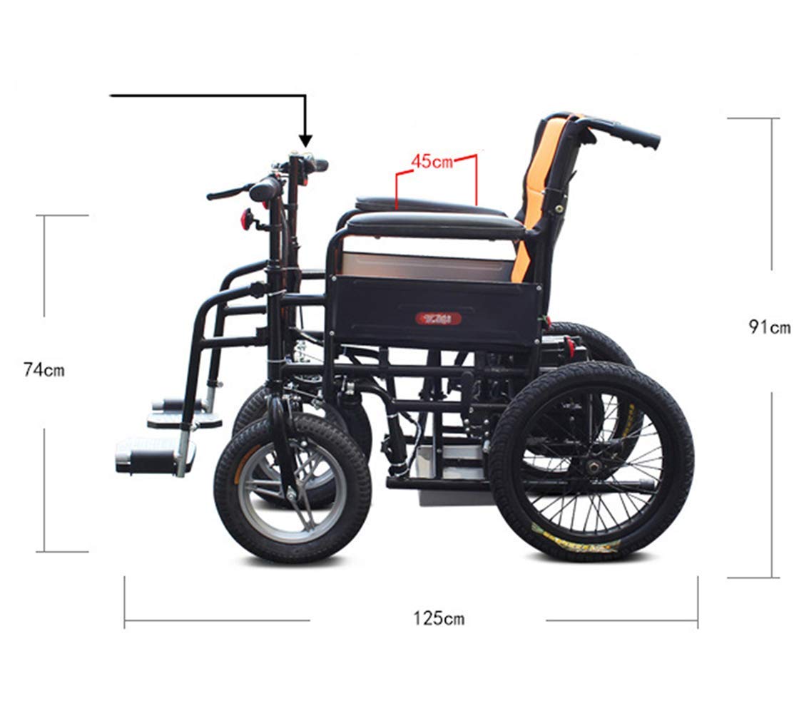 Wózek inwalidzki, Deluxe składany Power; lekki wózek inwalidzki dla osób starszych, niepełnosprawnych czterokołowców, z automatycznym sterowaniem, wydajny podwójny silnik