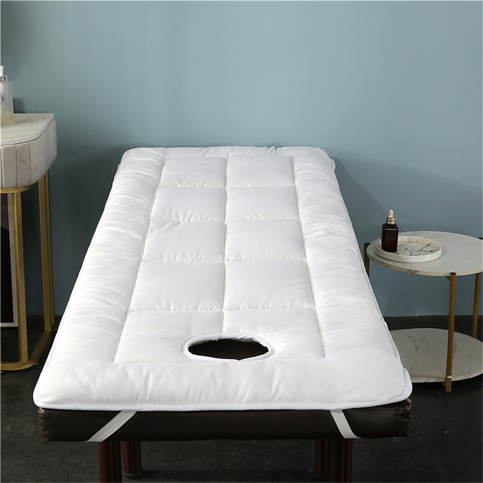 Highdi Colchón para Camilla de Masaje on Agujero, Colchón de Masaje Plegable Suave Cómodo para Camilla de SPA, Salón de Belleza,Funda para Camilla (70x190cm,Blanco)