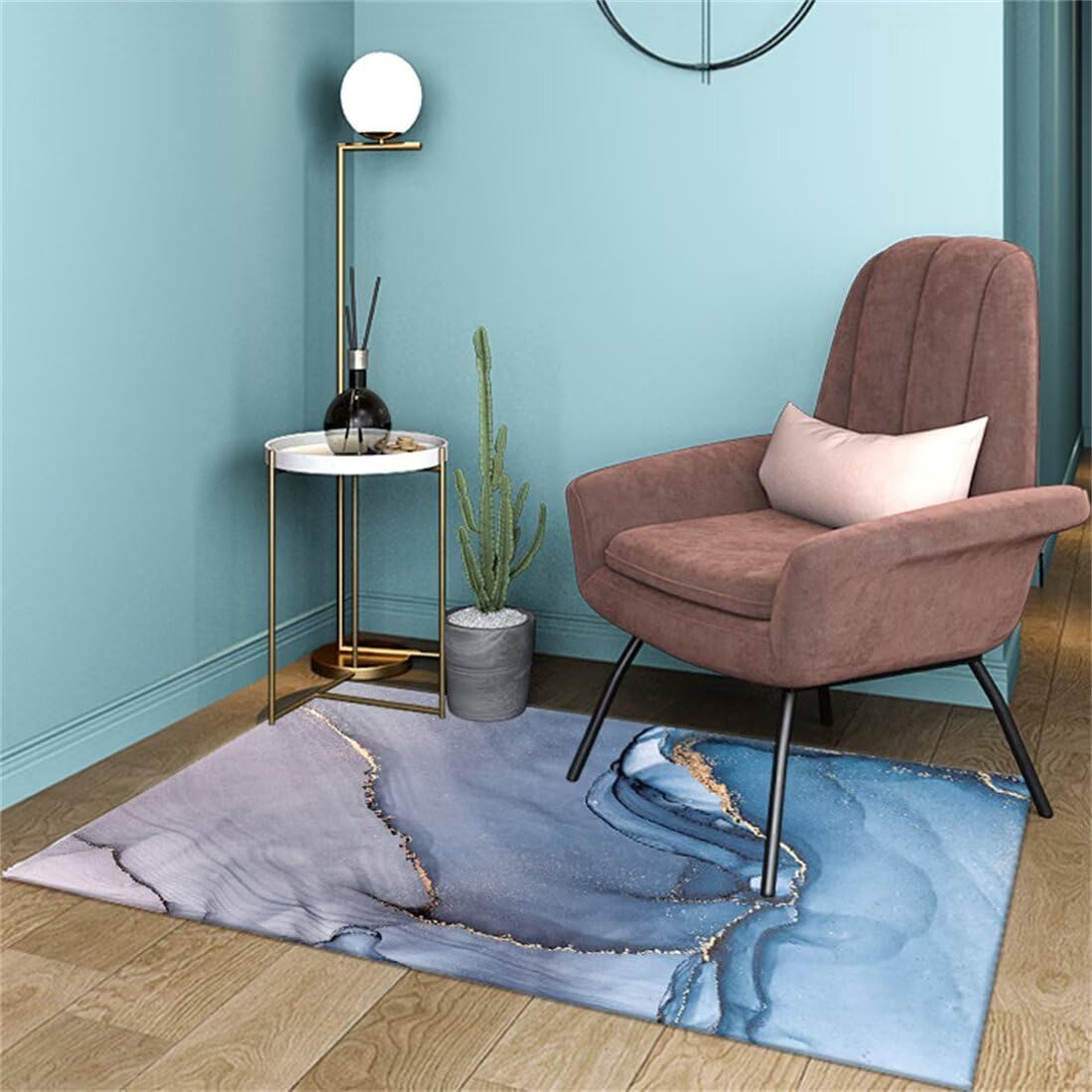 Tapis de décoration bleue 70X200CM super doux et lavable