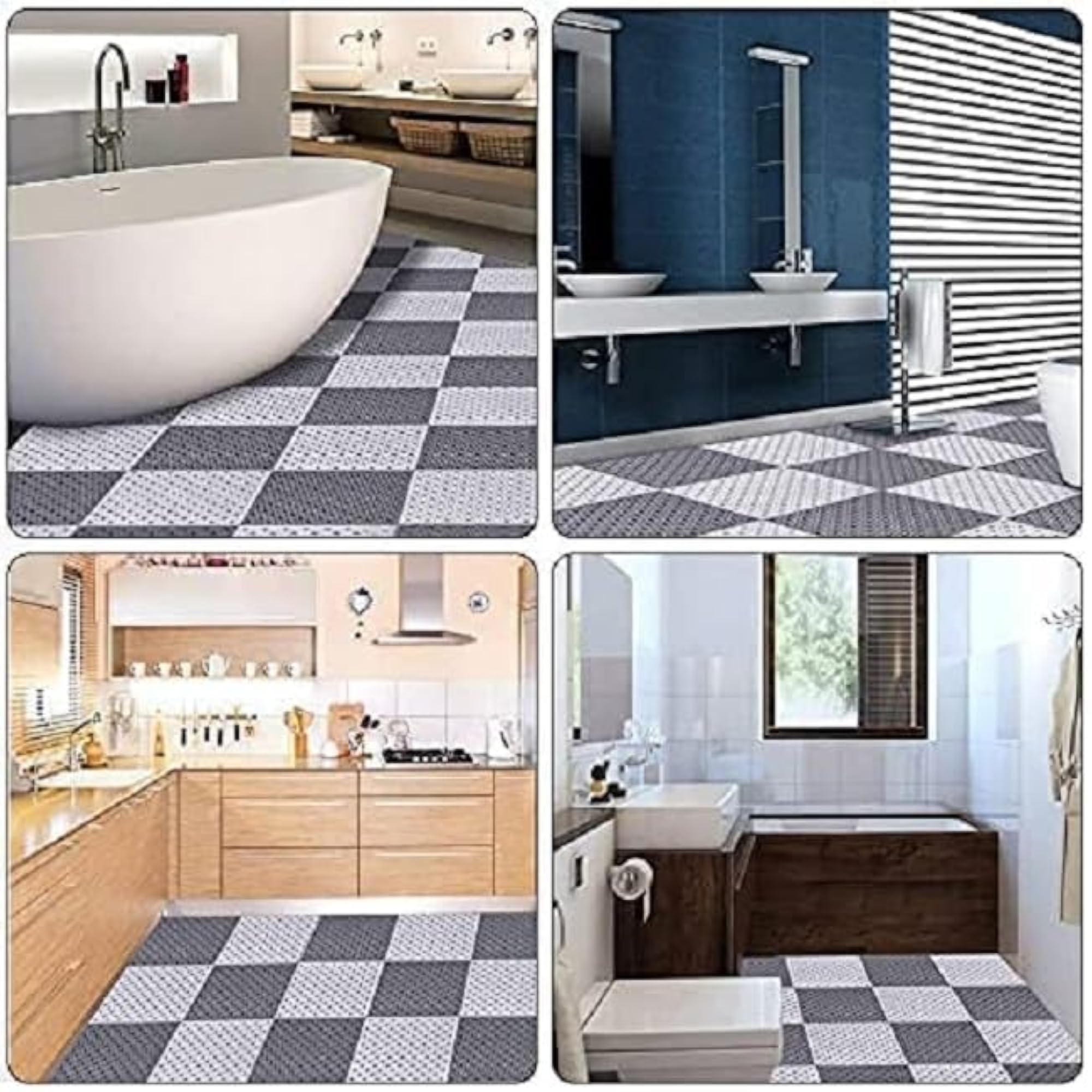 6Pcs Interlocking Shower Mats, Non Slip Bathroom Flooring