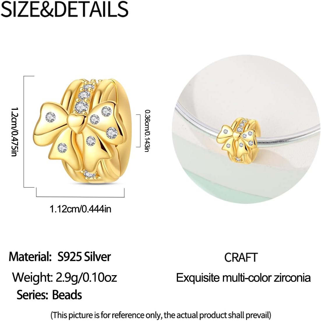 2Pcs Clip Stopper Beads Fit For Pandora Bracelet, Sterling Silver Spacer Charms For Bracelets, Hypoallergenic Bead Charm For Jewelry Diy Gifts For Her - Image 2