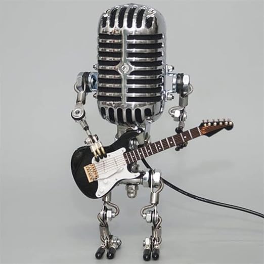 Vintage Microphone Robot Desk Lamp,Metal Microphone Robot Lamp with