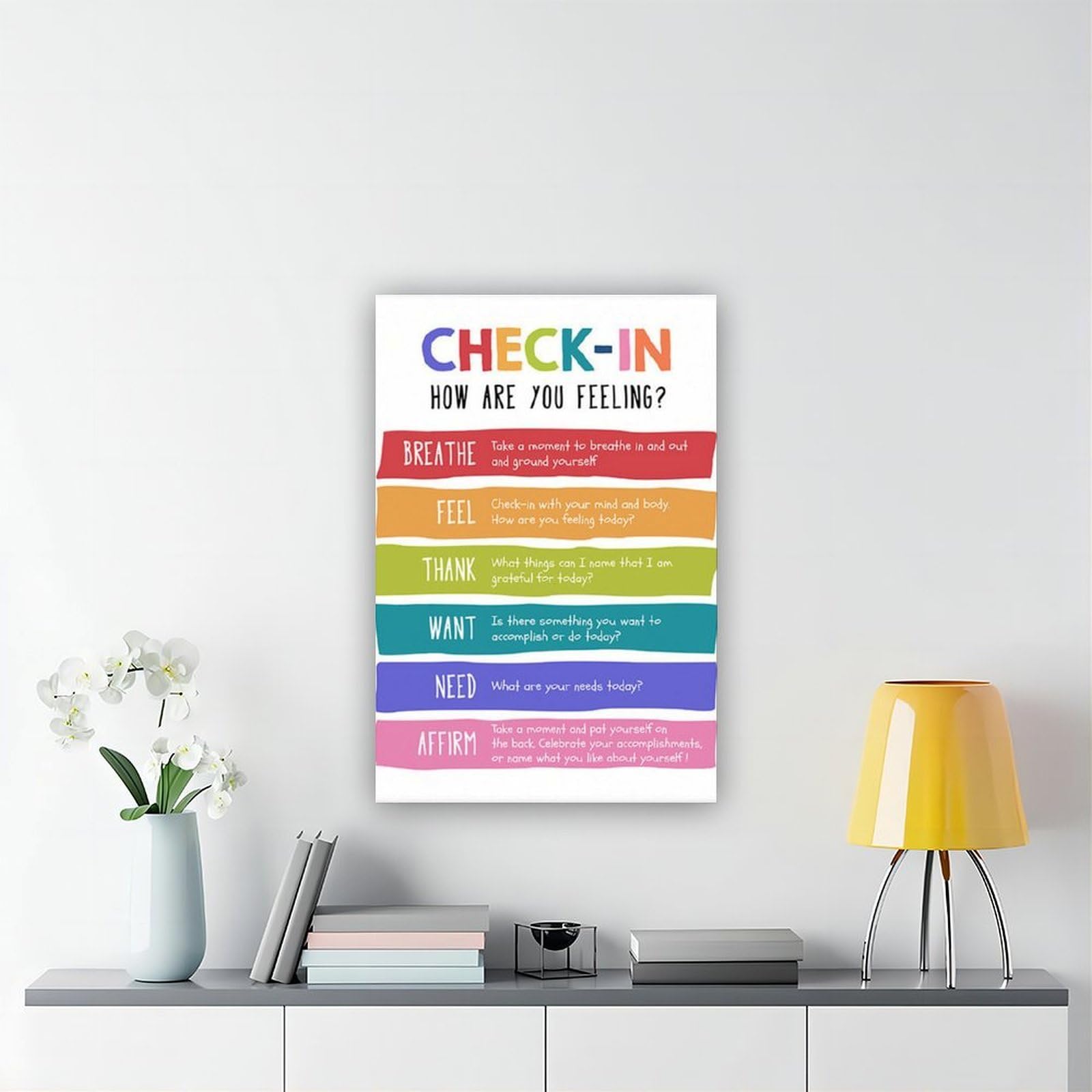 LNYLSJ Poster di salute mentale del controllo emotivo, poster d'arte di affermazione quotidiana | Tela per soggiorno, camera da letto, casa, ufficio, stampa regalo, stile cornice, 50,8 cm di lunghezza x 76,2 cm di larghezza