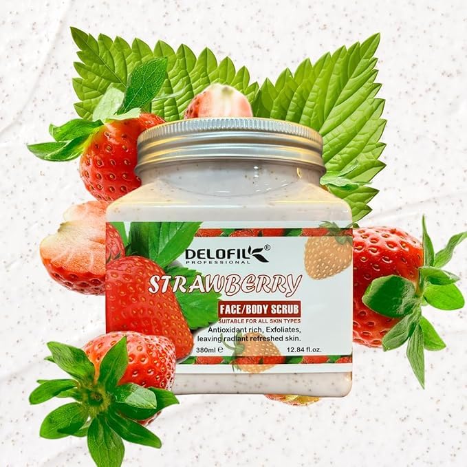 DELOFIL Strawberry Face & Body Scrub (380 ml) | Skin Smoothening Peeling Scrub | Weekly Exfoliation | Removes Dead Skin Cells and Excess Oil | Soft, Smooth & Clear Skin | Paraben Free-image-24